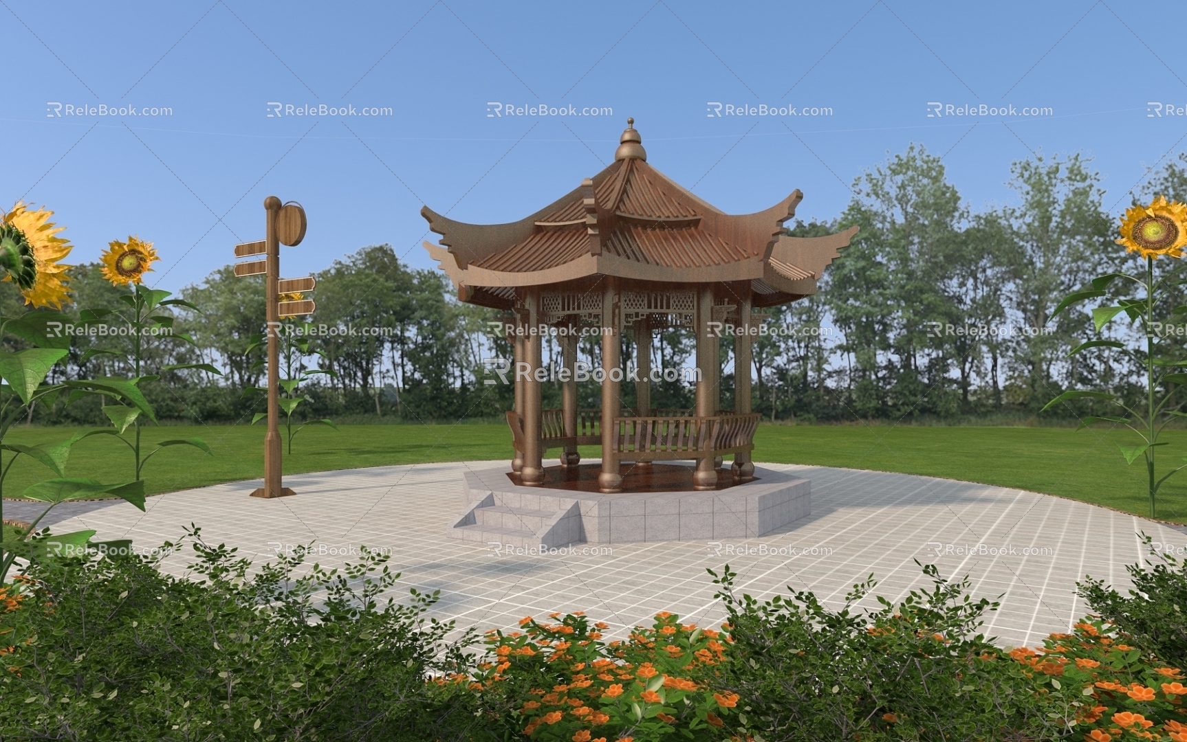 Park pavilion, rest pavilion, pavilion, Chinese pavilion, retro pavilion, national style pavilion, rest stool, park sign 3d model