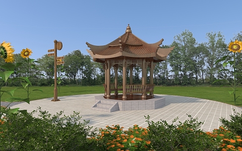 Park pavilion, rest pavilion, pavilion, Chinese pavilion, retro pavilion, national style pavilion, rest stool, park sign 3d model