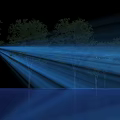 Shimmering Night Forest With Blue Light Rays And Water Reflection 3d model
