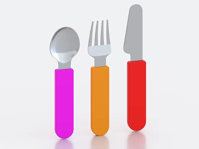 Vibrant Handle Cutlery Set with Spoon Fork Knife for Kitchen Dining 3d model