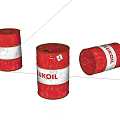 Three LUKOIL Red Drums With Two Standing And One Lying Position