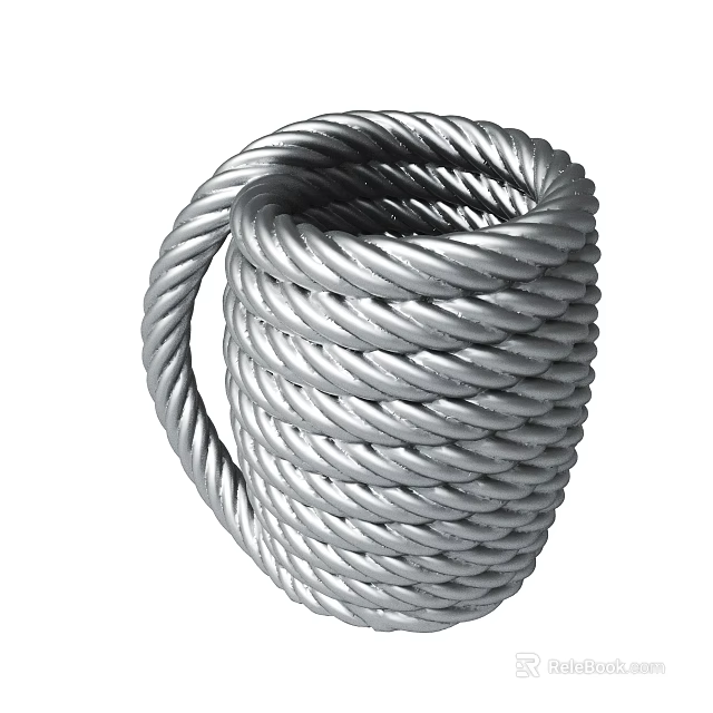 Silver Spiral Rope Knot Decorative Ornament With Metallic Texture And Handcrafted Design 3d model 