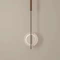 Minimalist Interior Pendant Light With Wooden Rod And Circular White Shade Design