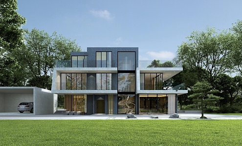 Modern single-family villa 3d model