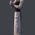 Three Angles View Of Bearded Character 3D Model Holding Gun With Hat Vest And Apron