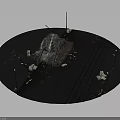Military Tank 3D Model with Battlefield Obstacles and Rail Tracks