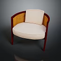Modern Wicker Accent Chair With White Cushion And Wooden Legs Design