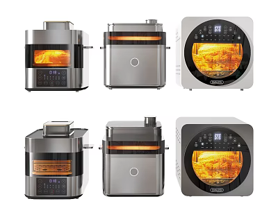 Modern Stainless Steel Kitchen Appliances With Digital Display And Transparent Window 3d model