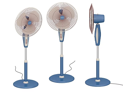 Air Conditioner Pedestal Fan With Blue Base And Multi Angle Design For Home Cooling 3d model