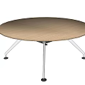 Round Wooden Tea Table With Silver Metal Legs And Golden Feet Design