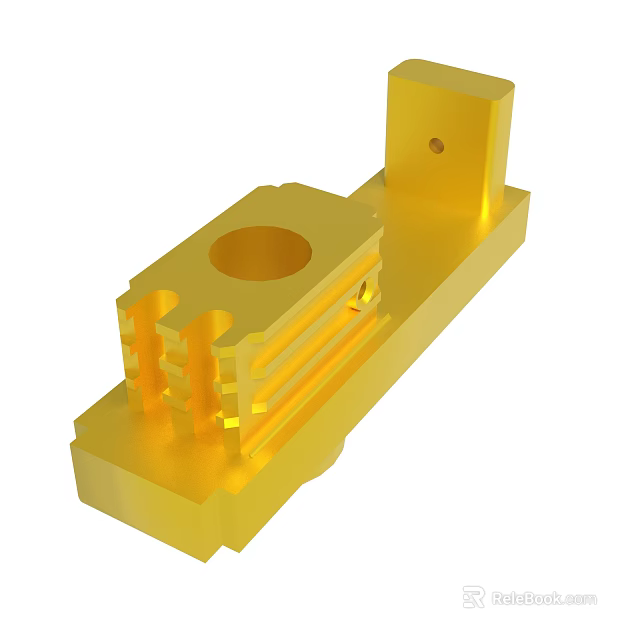 Yellow Metal Mechanical Component With Precision Holes And Grooves Structure 3d model