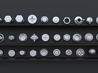 Silver Metal Door Handles with Different Styles Arranged on Black Background 3d model