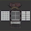 Vintage Industrial Style Guns Display Cabinet With Open Doors And Neon Sign