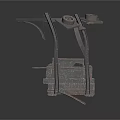 Dark Industrial Metal Mechanical Structure With Multiple Rods And Platforms