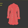 Long Cream Colored Coat With Fur Collar Dark Fur Trim And Tie Front Design