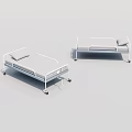 Single Bed with Metal Frame and Wheels Featuring Mattress and Pillow 3d model