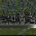 Modern Commercial Street Design With Surrounding Trees Night Lighting And Plaza Buildings