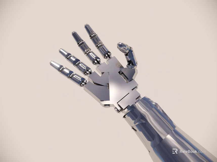 Advanced Metallic Robotic Arm With Precise Mechanical Fingers And Joints 3d model 
