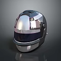 Silver And Black Racing Helmet With Shiny Reflective Surface And S Logo Design