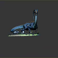 Blue Dragon Sculpture With Glowing Base And Decorative Eggs On Display Stand