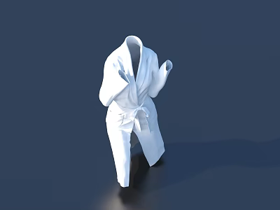 White Karate Uniform With Traditional Design Ideal For Martial Arts Training Sessions 3d model