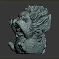 Green Dragon Decorative Sculpture With Round Eye Design And Textured Surface