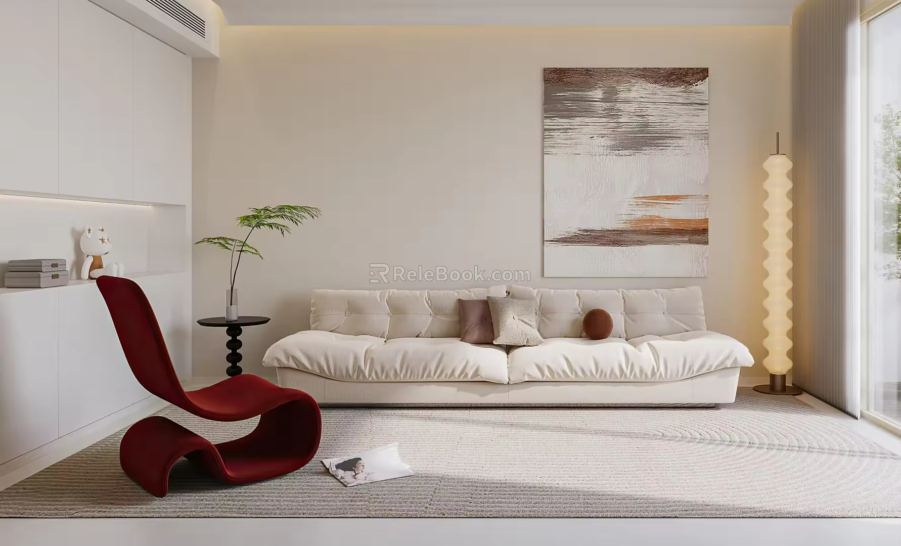 Double Sofa Single Sofa Carpet Floor Lamp Coffee Table Sofa Set 3d model