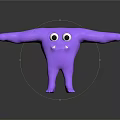 Purple Cartoon Creature Character With Big Eyes Stretchy Arms And Soft Texture