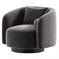 Modern Beige Velvet Single Chair With Round Armrests And Cushion Pillow