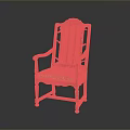 Chinese Style Single Chair With Intricate Carved Wooden Frame And Colorful Fabric Cushion