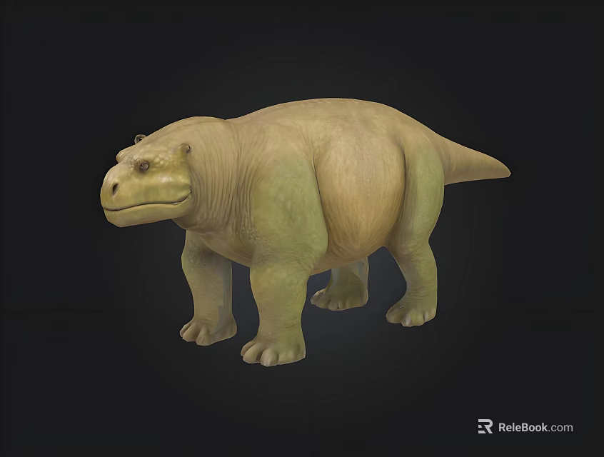 Realistic 3D Dinosaur Model Featuring Brown And Green Skin On Black Background 3d model 