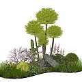 Modern Plant Groups Landscape Trees Arbor Shrub Ball Flower Border Green Plant Combination 3d model