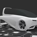 White Concept Car With Modern Design Large Wheels And Network Nodes 3d model