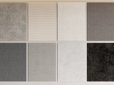 Square Rugs in Various Neutral Colors with Different Textured Modern Designs 3d model
