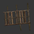 Handcrafted Rustic Wooden Frame With Crossed Planks And Support Legs