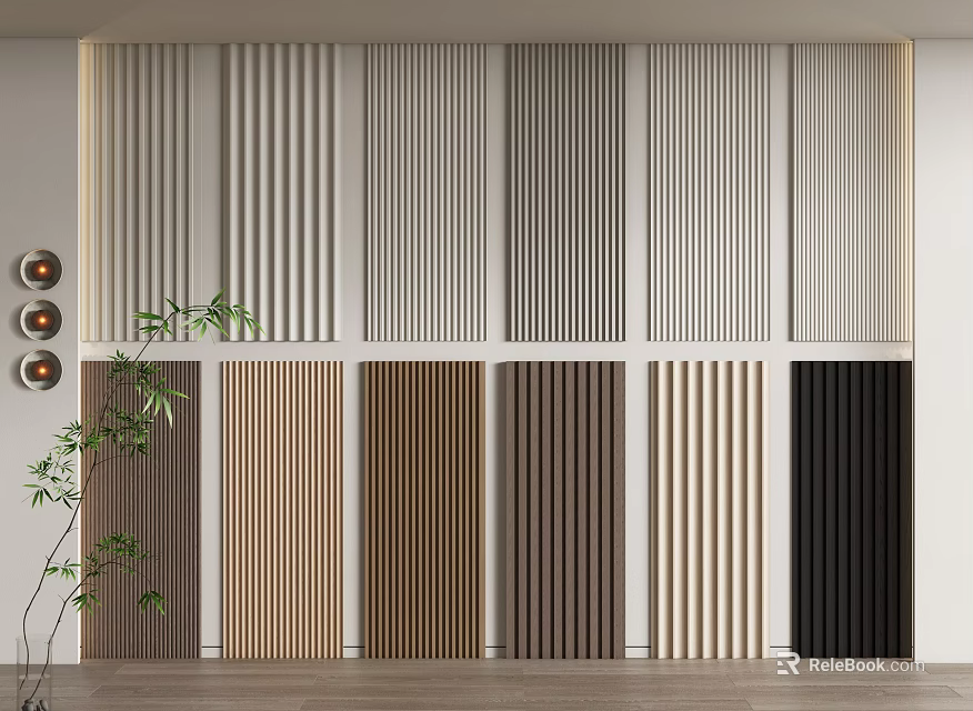 Modern Entryway Cabinet and Side Cabinet with Slat Design Storage Solution 3d model 
