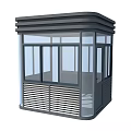 Modern Security Booth Design With Glass Windows Curved Roof And Metal Frame