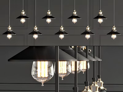 Modern Black Metal Pendant Lights With Glass Shades For Interior Decor 3d model