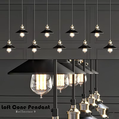 Modern Black Metal Pendant Lights With Glass Shades For Interior Decor 3d model