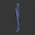 Blue Futuristic 3D Character Models In Tight Bodysuits With Different Poses