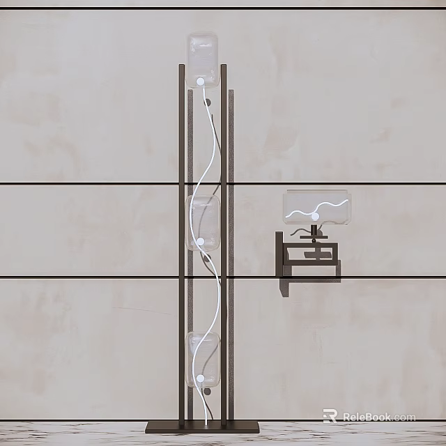 Modern Lighting Combination With Vertical Hanging Lamps And Metal Frames For Interior Decoration 3d model 