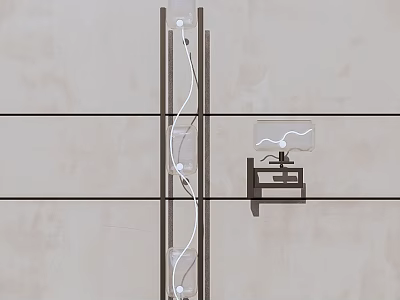 Modern Lighting Combination With Vertical Hanging Lamps And Metal Frames For Interior Decoration 3d model