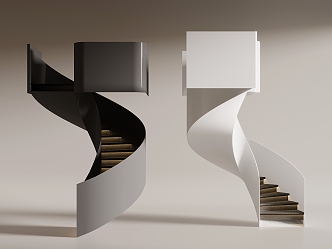 modern revolving staircase handrail staircase 3d model