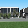 Modern Industrial Plant Exterior Design With Glass Curtain Walls Steel Frames And Landscaping Areas