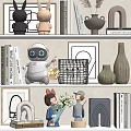 Decorative Ornament Set With Rabbit Figurines Robot Statue Vases Frames Books And Arch Decor
