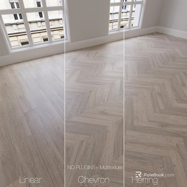Various Wooden Flooring Designs Featuring Straight And Herringbone Patterns With Natural Wood Grain 3d model 