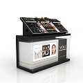 Modern Cosmetic Display Shelf With Black Transparent Design Display Panel And Makeup Products