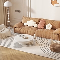 Cream Style Sofa Small Apartment Living Room Nordic Simple Creative Clothing Shop Reception Beauty Salon Internet Popular 3d model