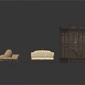 Classic Antique Furniture Collection Featuring Carved Chaise Lounge Loveseat Cabinet And Decorative Rug