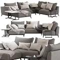 Modern Sectional Sofa With Plush Pillows And Side Tables 3d model